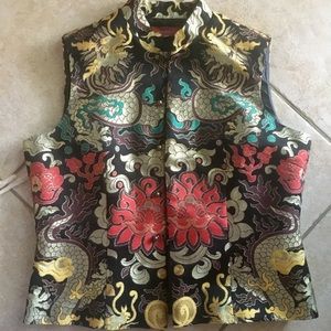 Chinese silk brocade evening vest. Made in China
